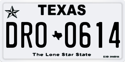 TX license plate DRO0614