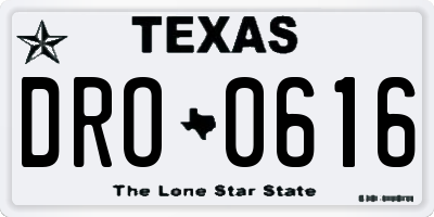 TX license plate DRO0616