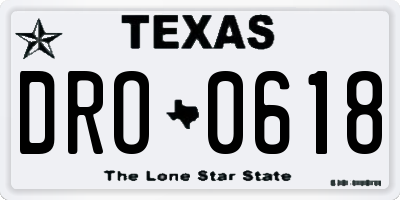 TX license plate DRO0618