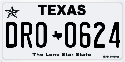 TX license plate DRO0624