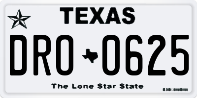TX license plate DRO0625