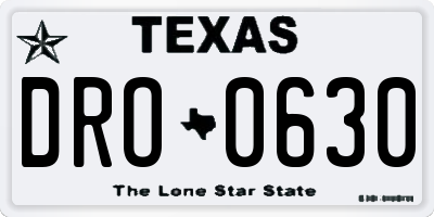 TX license plate DRO0630