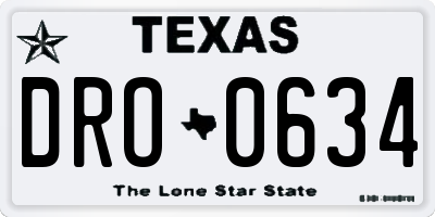 TX license plate DRO0634