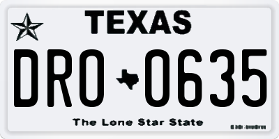 TX license plate DRO0635