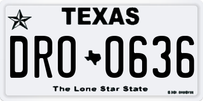 TX license plate DRO0636