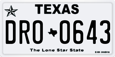 TX license plate DRO0643
