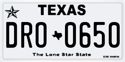 TX license plate DRO0650