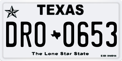 TX license plate DRO0653