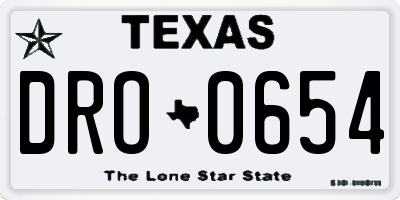 TX license plate DRO0654