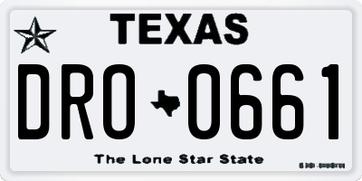 TX license plate DRO0661