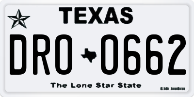 TX license plate DRO0662