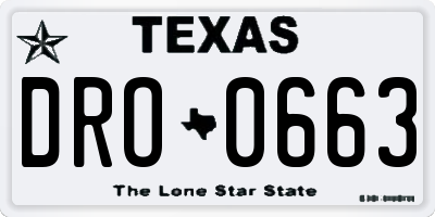 TX license plate DRO0663