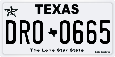 TX license plate DRO0665