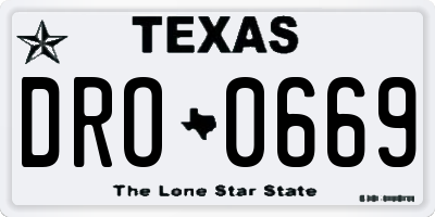 TX license plate DRO0669