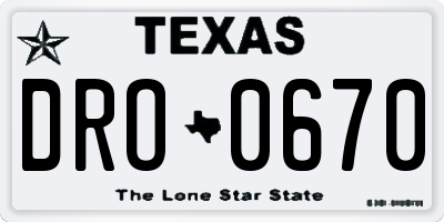 TX license plate DRO0670