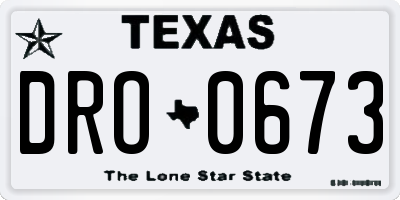 TX license plate DRO0673