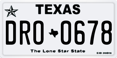 TX license plate DRO0678