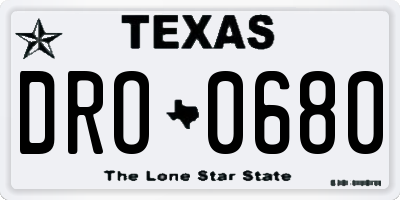 TX license plate DRO0680