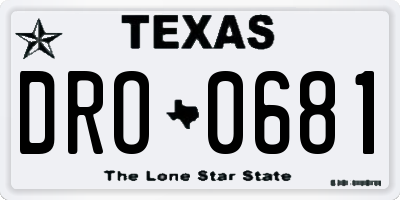 TX license plate DRO0681