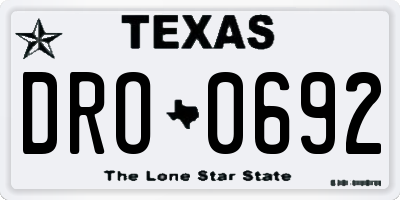 TX license plate DRO0692