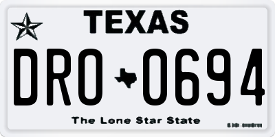 TX license plate DRO0694