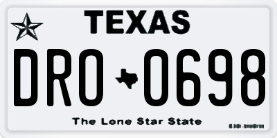 TX license plate DRO0698