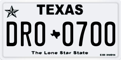 TX license plate DRO0700