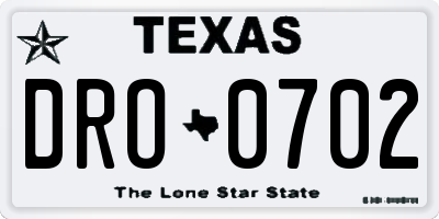 TX license plate DRO0702