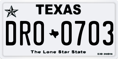 TX license plate DRO0703