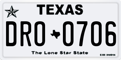 TX license plate DRO0706