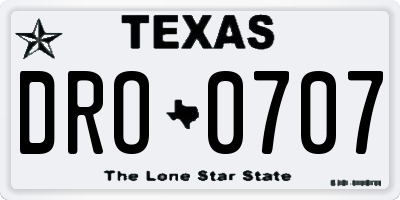 TX license plate DRO0707