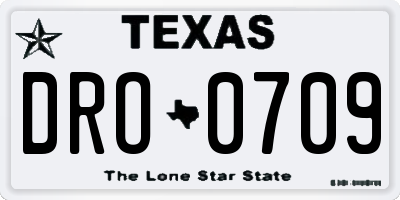 TX license plate DRO0709