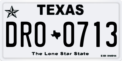TX license plate DRO0713
