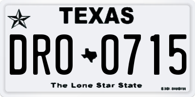 TX license plate DRO0715