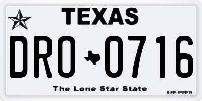 TX license plate DRO0716