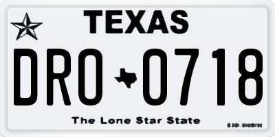 TX license plate DRO0718