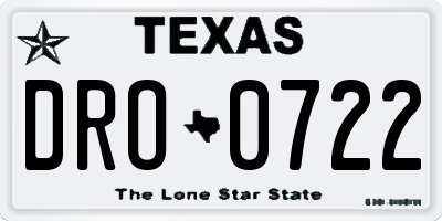 TX license plate DRO0722