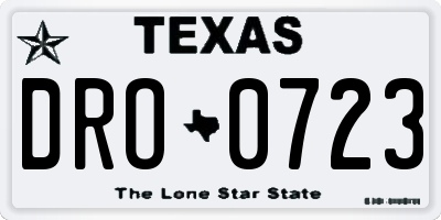 TX license plate DRO0723