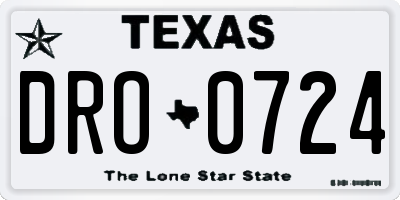 TX license plate DRO0724