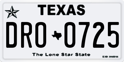 TX license plate DRO0725