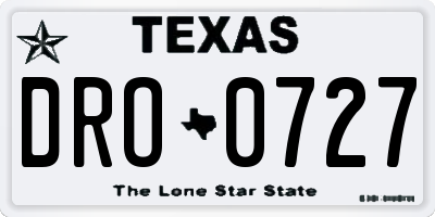 TX license plate DRO0727