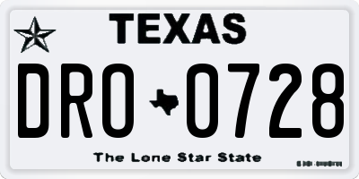 TX license plate DRO0728