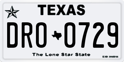 TX license plate DRO0729