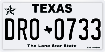 TX license plate DRO0733