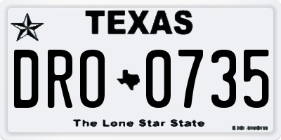 TX license plate DRO0735