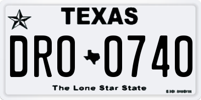 TX license plate DRO0740