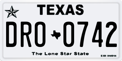 TX license plate DRO0742