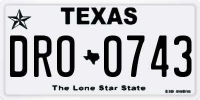 TX license plate DRO0743