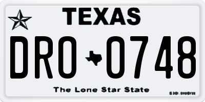 TX license plate DRO0748