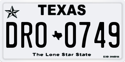 TX license plate DRO0749
